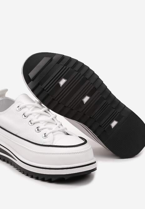 Białe Trampki na Masywnej Platformie z Cholewką przed Kostkę Ableeva