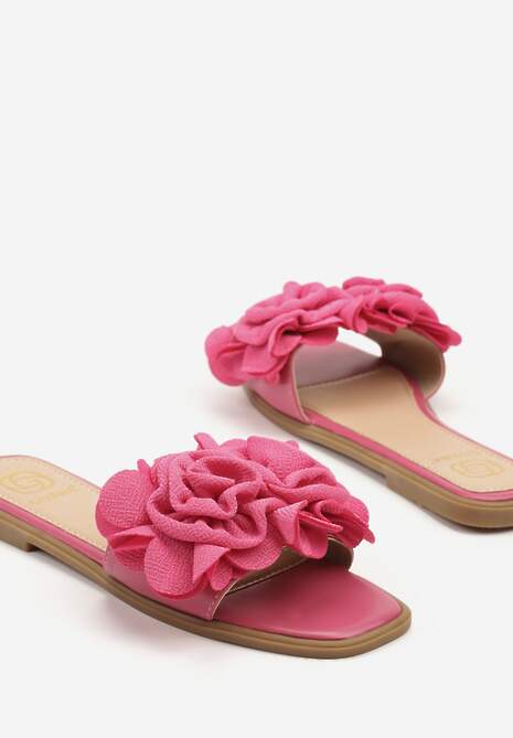 Fuksjowe Klapki z Naszywką w Typie Kwiatów Sorilva