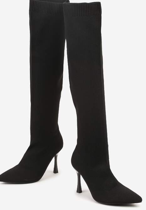 Czarne Kozaki na Szpilce Vices z Elastyczną Cholewką Nulicella