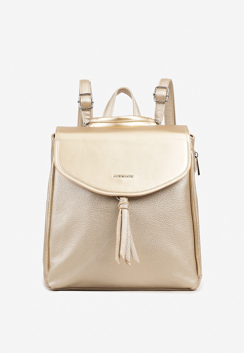 Jasnobeżowy Plecak Basic z Ozdobnym Frędzlem Vikelin