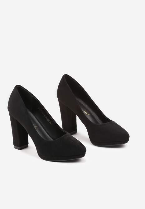 Czarne Czółenka Vices na Słupku ze Skórzaną Wkładką Linariah