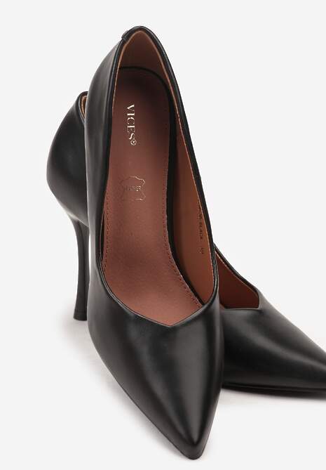 Czarne Szpilki Vices o Klasycznym Fasonie z Wkładką ze Skóry Naturalnej Fridda