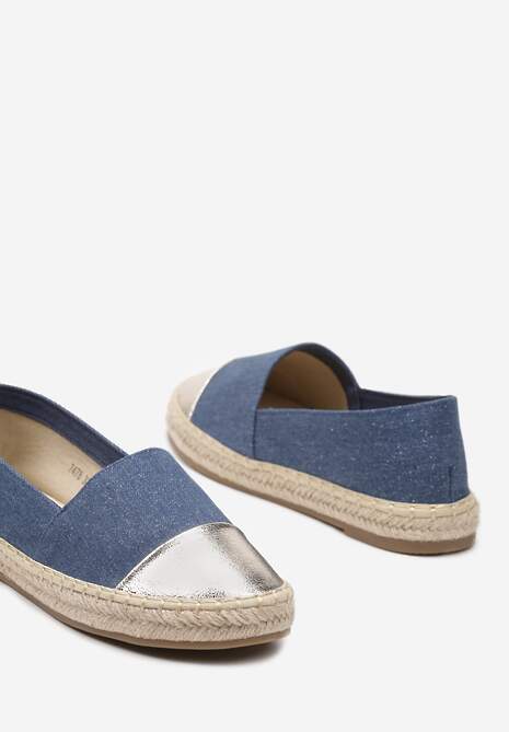 Niebieskie Espadryle z Ozdobnym Noskiem na Plecionej Podeszwie Effiel