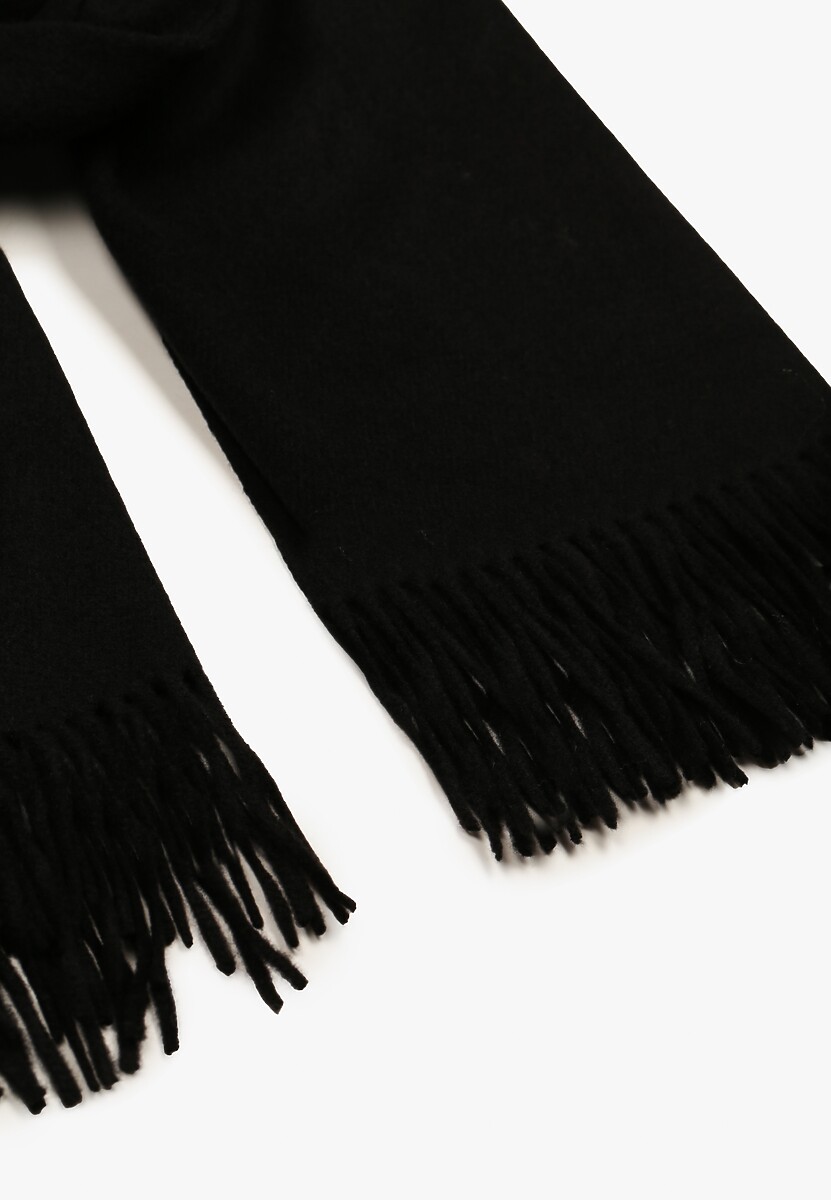 Czarny Szalik z Wiskozą Bawełną i Frędzlami Siathlin