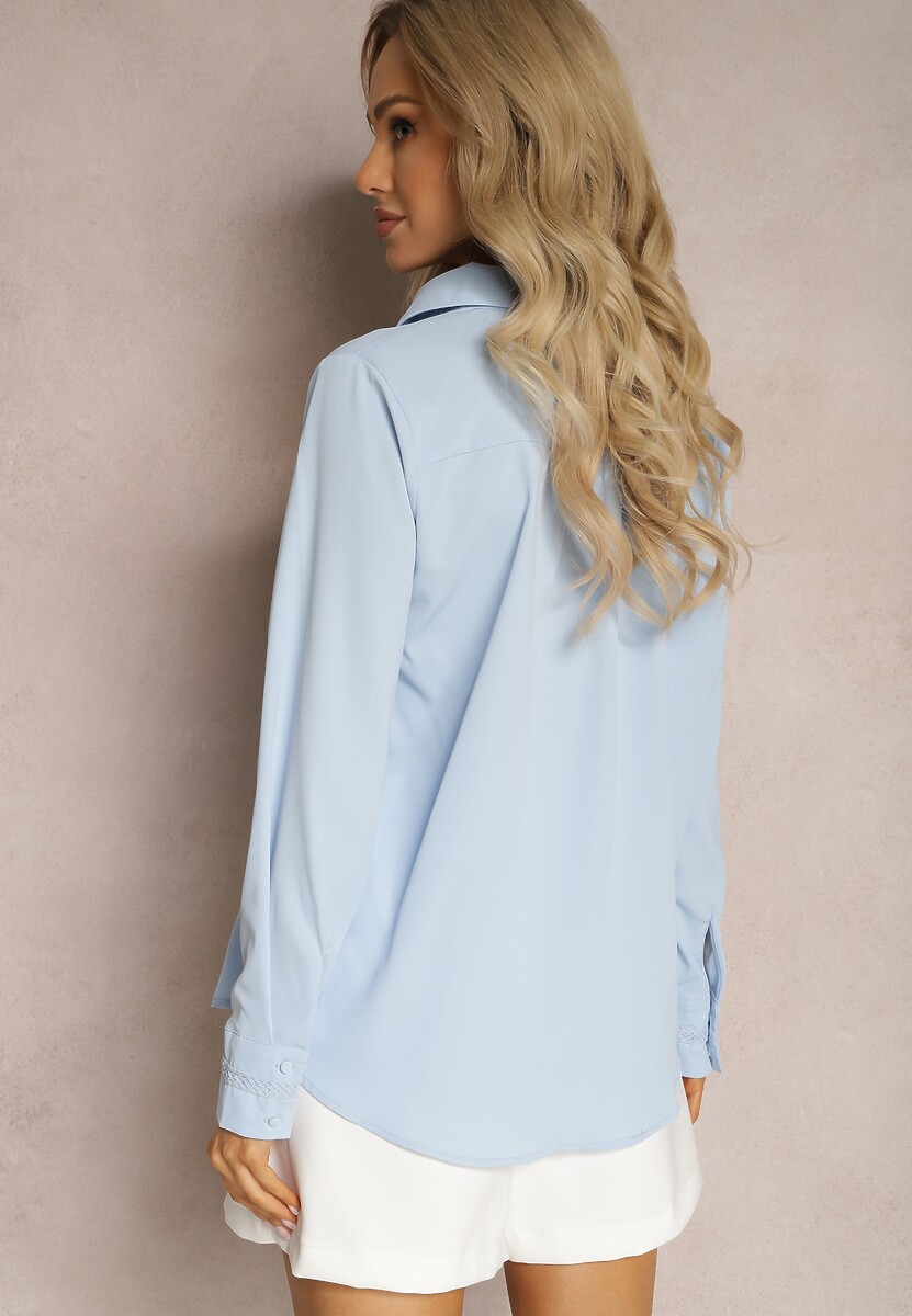 Niebieska Koszula Ozdobiona Subtelną Koronką Anelima