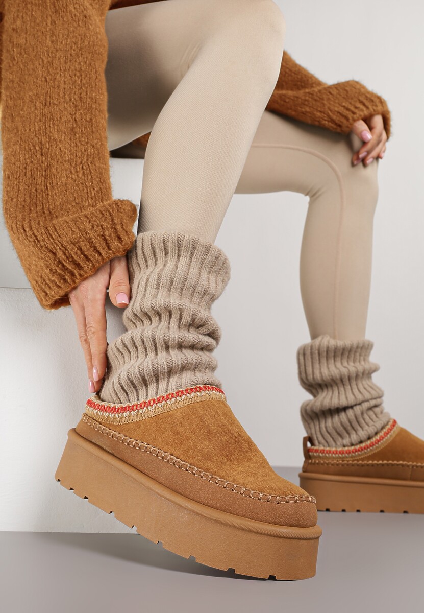Jasnobrązowe Śniegowce z Futrzanym Ociepleniem na Platformie Reiandea