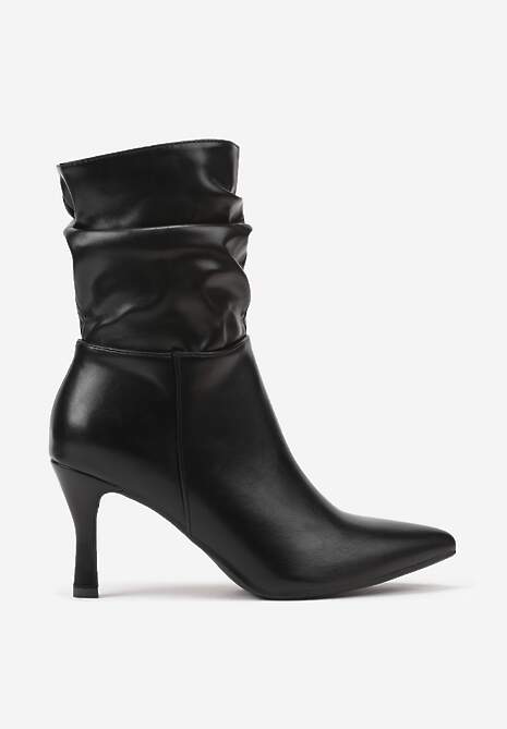 Czarne Botki Vices Slouchy na Szpilce Ilaffie