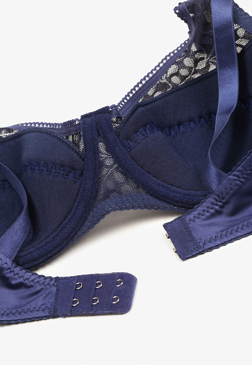 Granatowy Biustonosz Typu Full Cup z Koronką Vikiisire