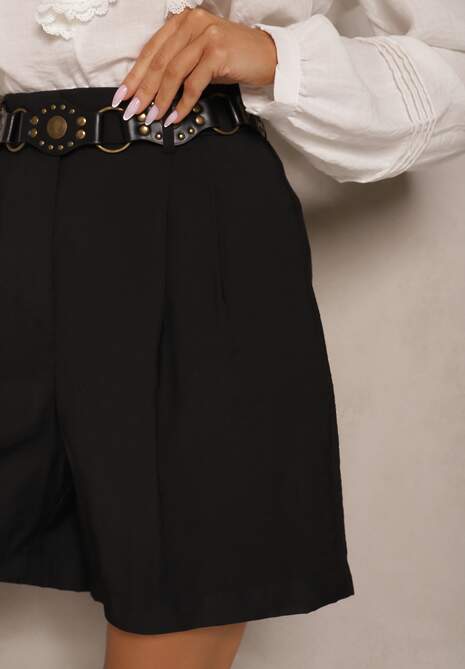 Czarne Basicowe Szorty High Waist Nitavea