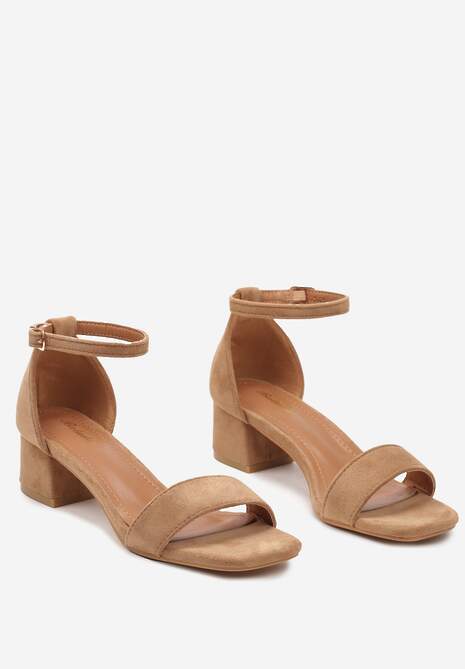 Brązowe Sandały z Ekozamszu na Klasycznym Słupku Effiba