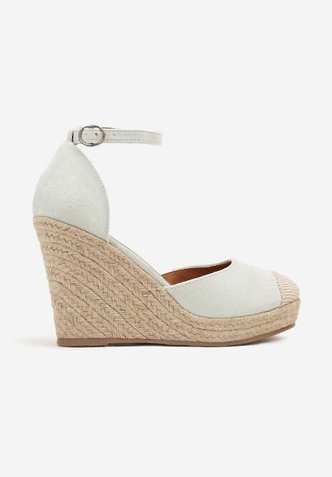 Zielone Sandały na Koturnie z Plecionki z Juty Lindra