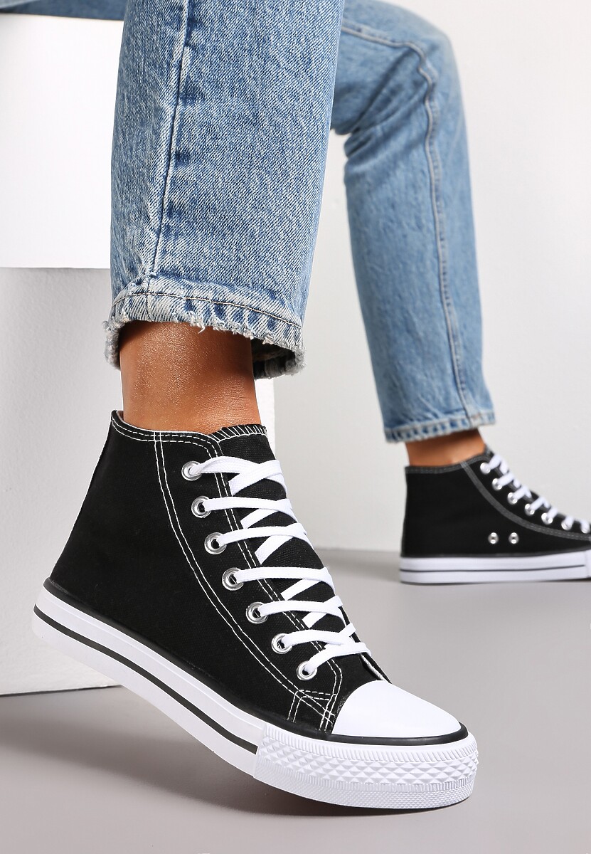 Jasnozielone Trampki na Płaskiej Podeszwie z Lamówką Vinys