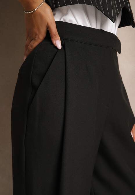 Czarne Spodnie o Garniturowym Fasonie High Waist Relessa