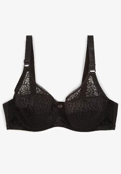 Czarny Biustonosz Full Cup z Ramiączkami z Regulacją Posofia