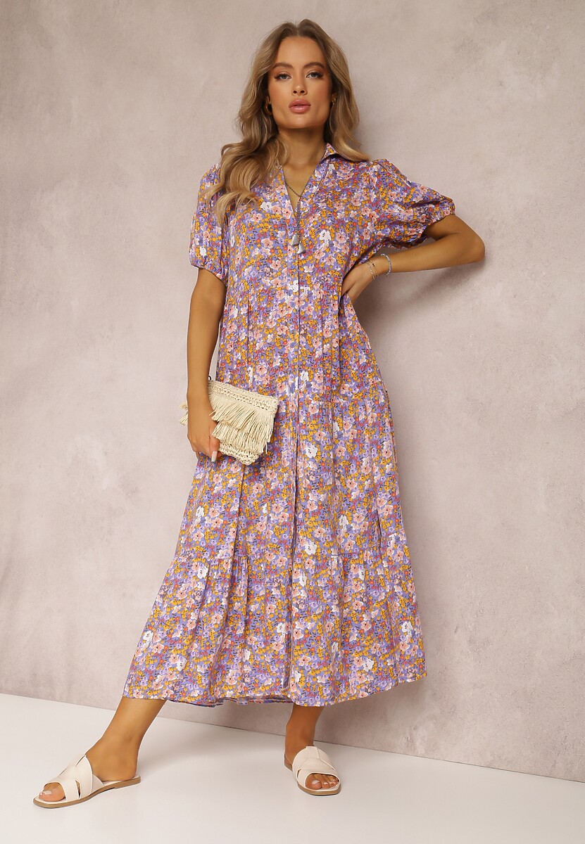 Fioletowa Sukienka z Wiskozy Zofneda