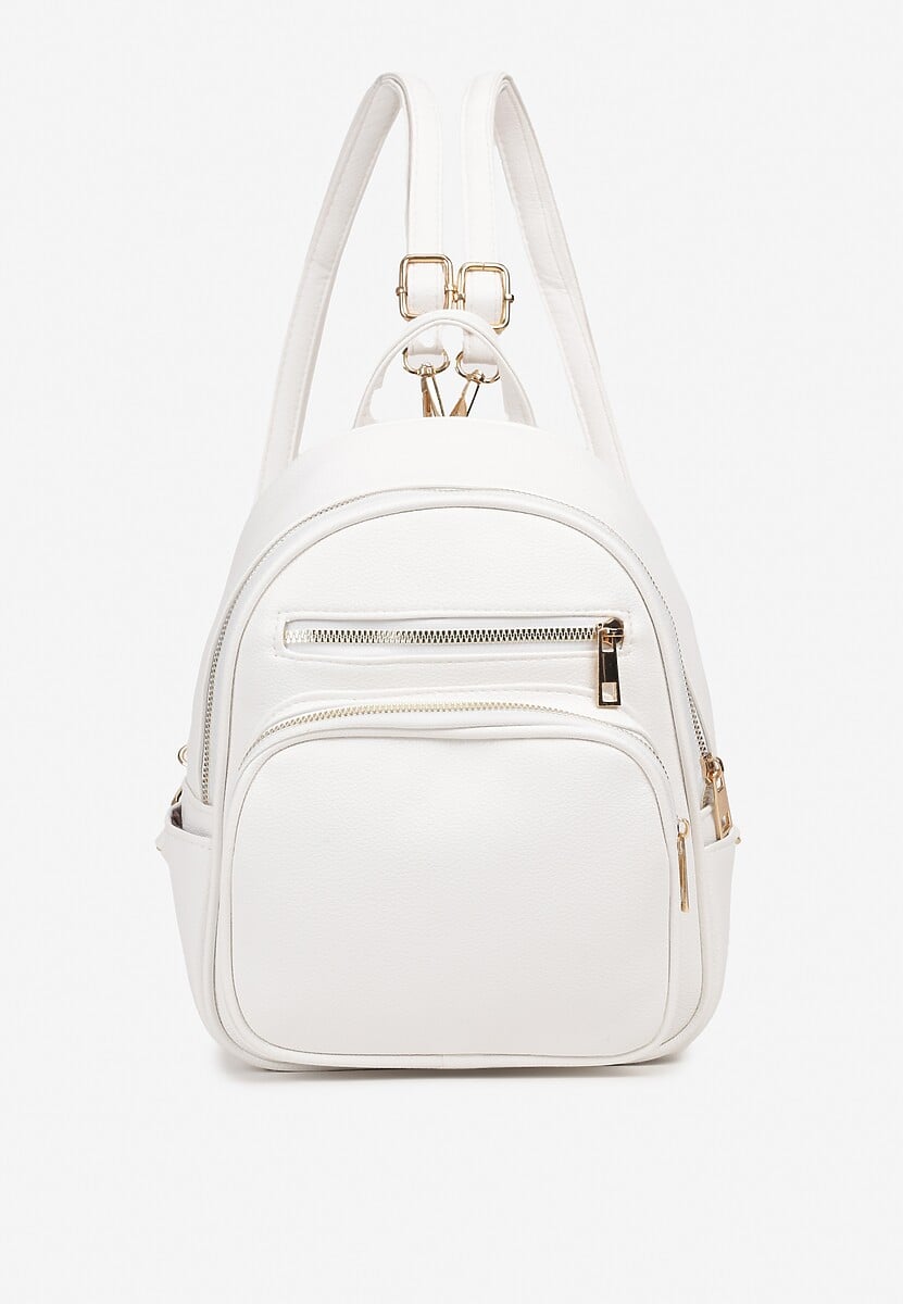 Biały Plecak na Suwak Wykończony Regulowanymi Odpinanymi Paskami Nelda