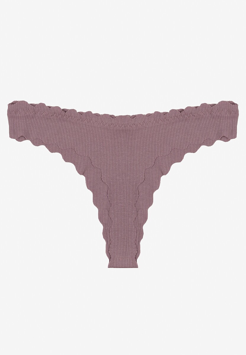 Fioletowe Prążkowane Majtki Stringi z Bawełny Ilweda
