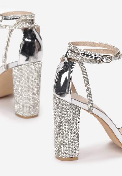 Srebrne Transparentne Sandały Rhethera