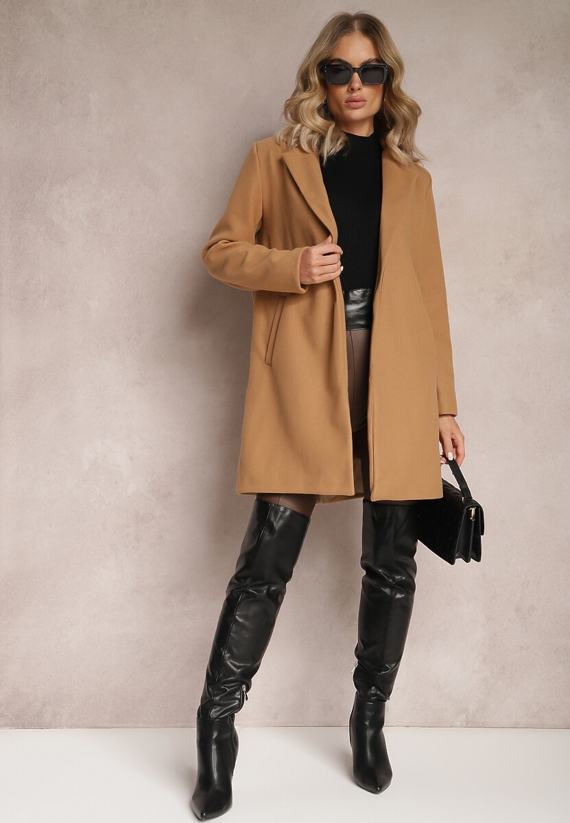 Beżowy Płaszcz Jednorzędowy Bulah