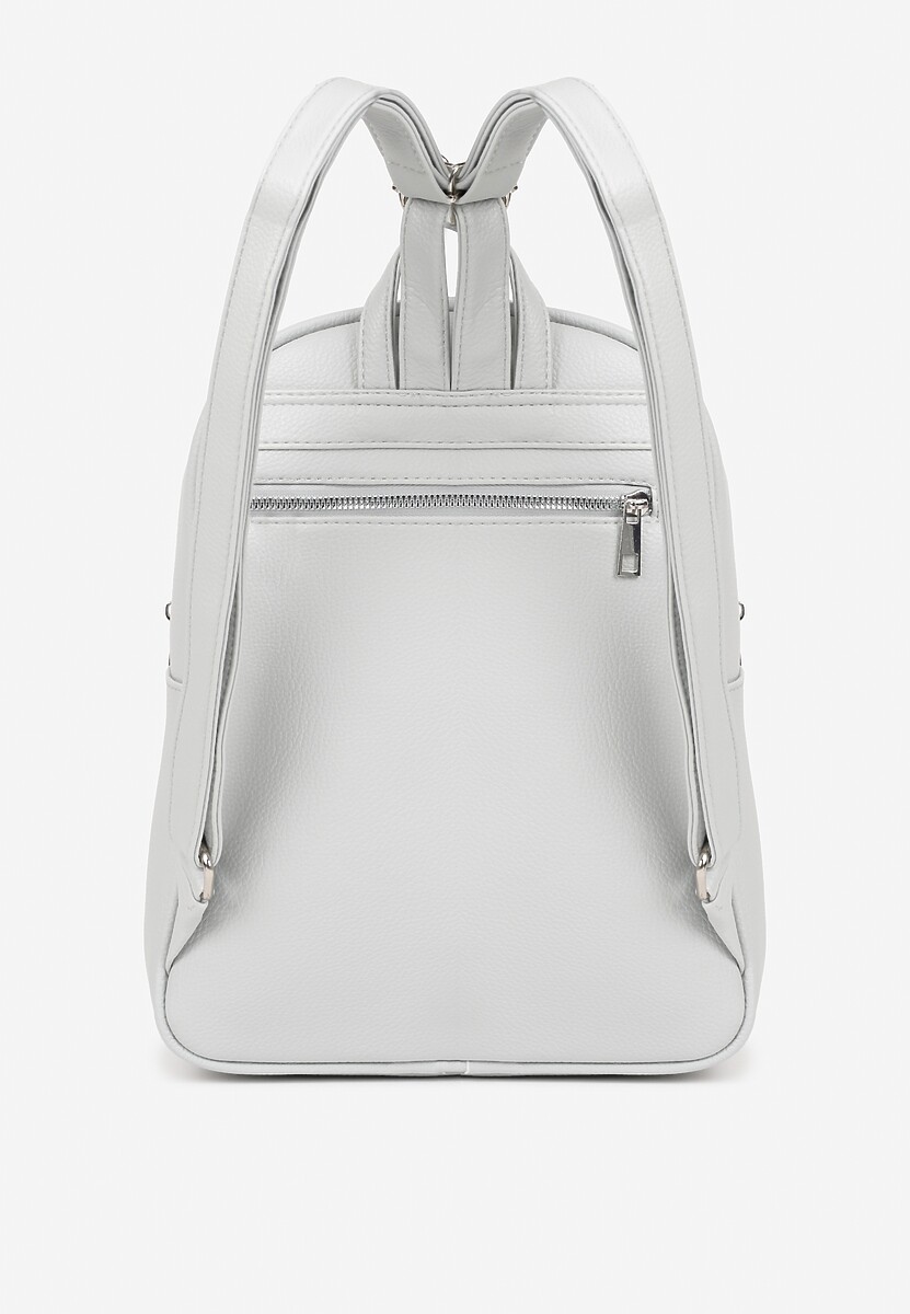 Szary Trapezowy Plecak z Suwakiem z Frędzlami Idassea