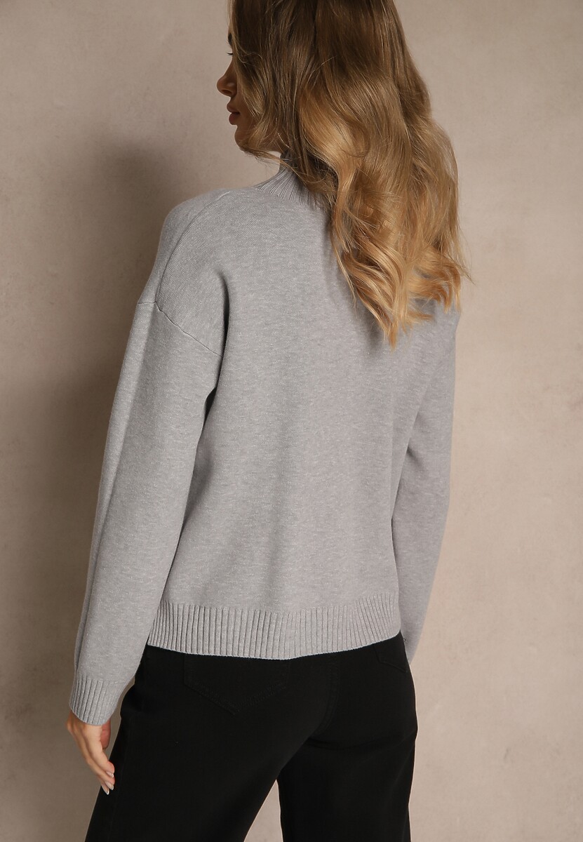 Szary Gładki Golf Casual Raliana