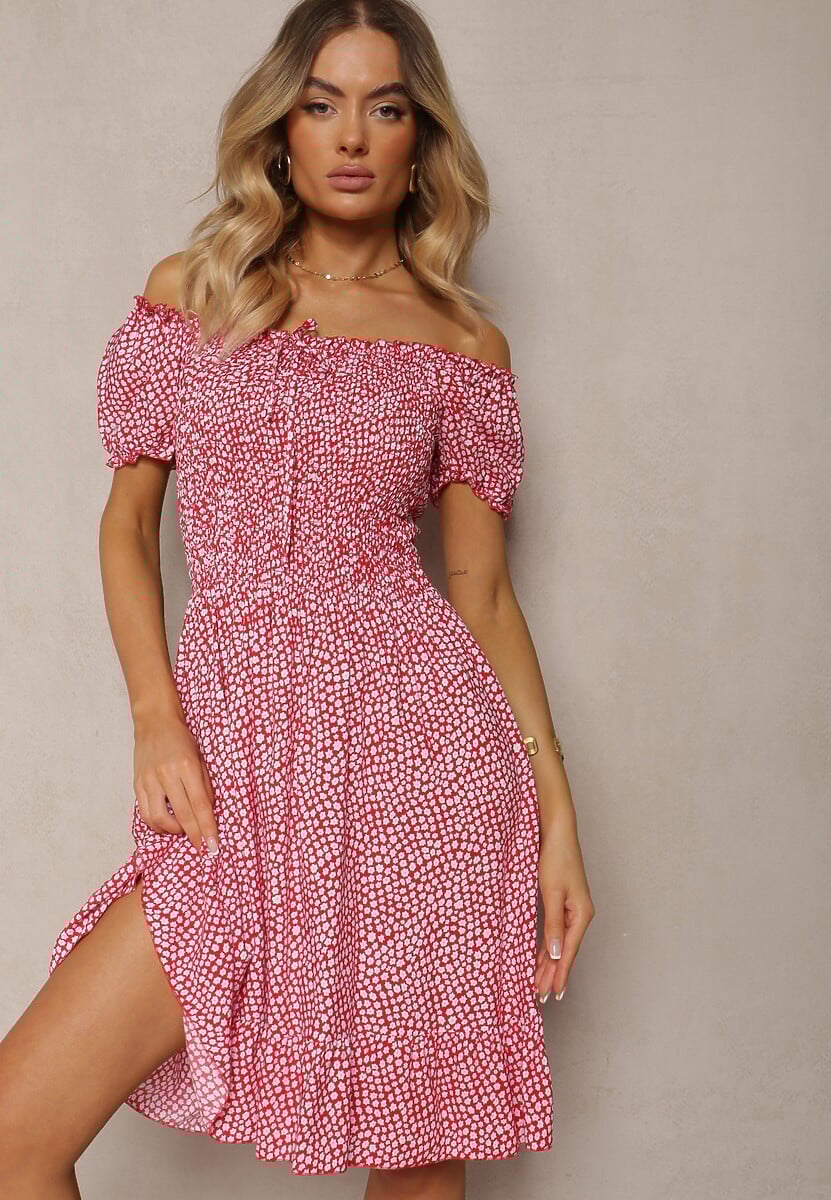 Zielona Sukienka Midi o Fasonie Bawełnianej Hiszpanki Nairo