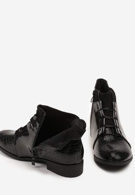 Czarne Eleganckie Botki Vices ze Sznurowaną Cholewką Vlerrie