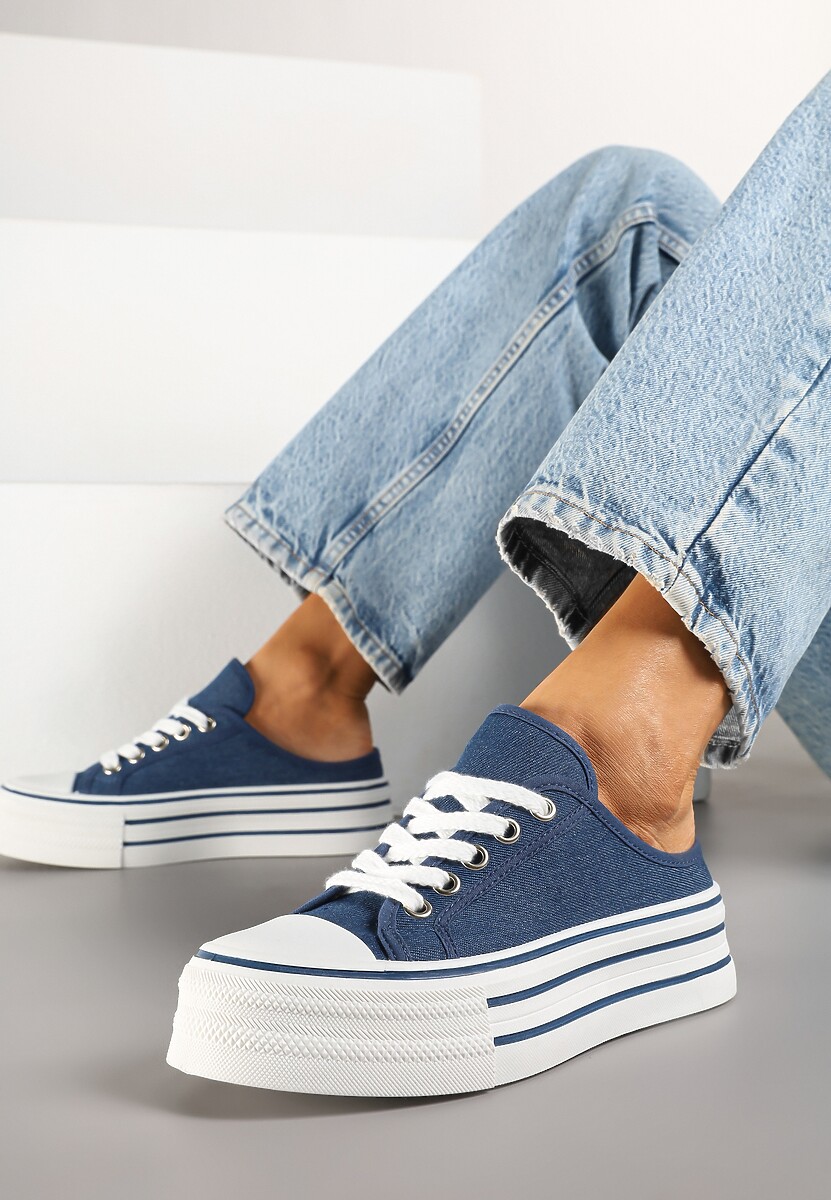 Białe Trampki z Niską Cholewką na Podwójnej Podeszwie Lenisna