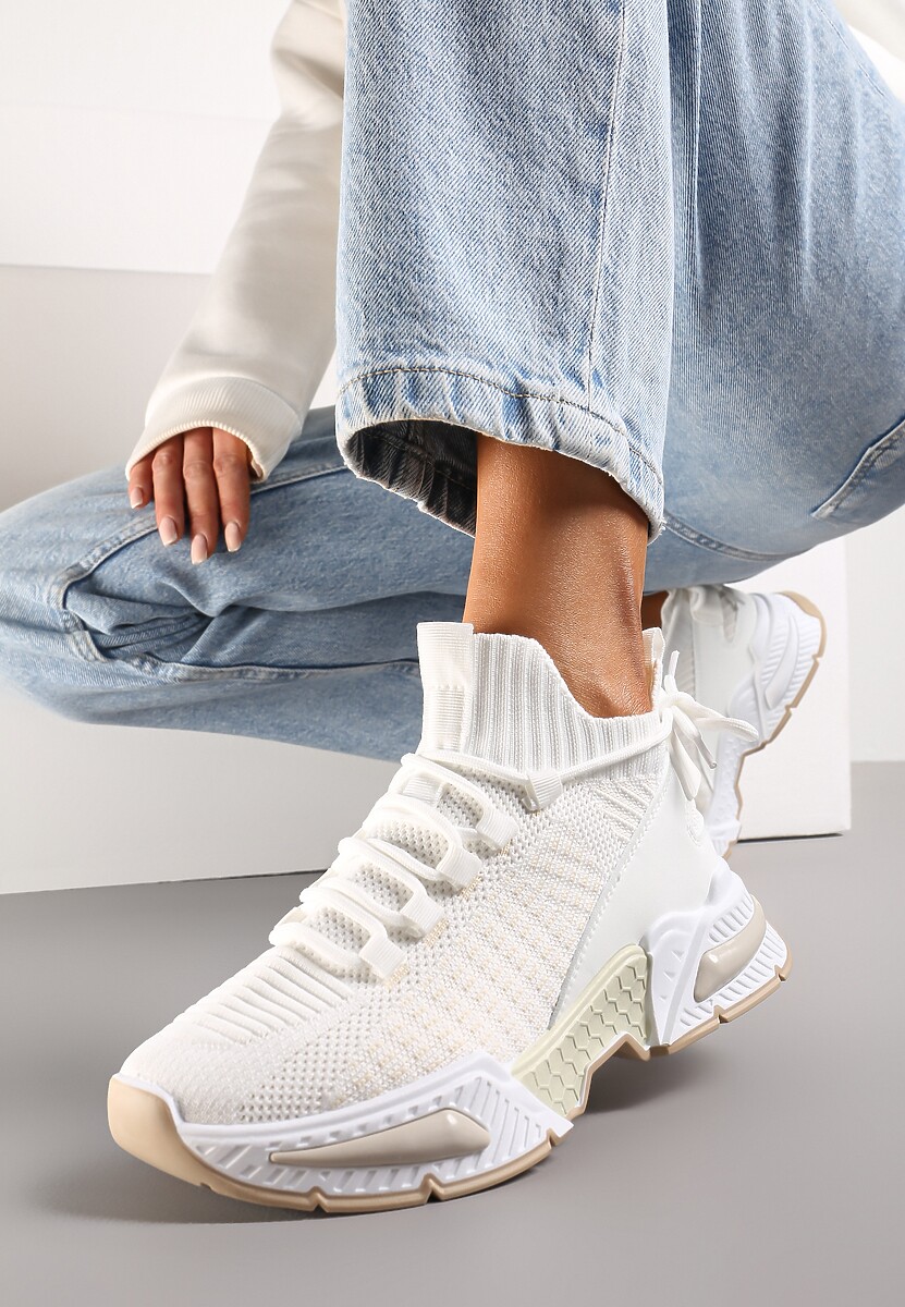 Czarne Sneakersy Sportowe na Grubej Podeszwie ze Skarpetkową Cholewką Xille