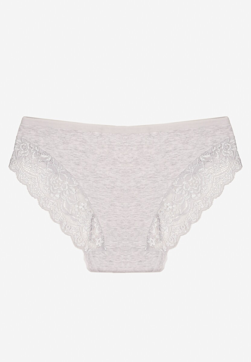 Jasnoszare Majtki Figi z Koronkowymi Wstawkami Amiora