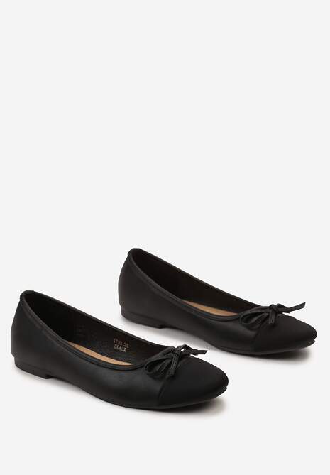 Czarne Balerinki z Ozdobnym Noskiem i Subtelną Kokardką Cosalba