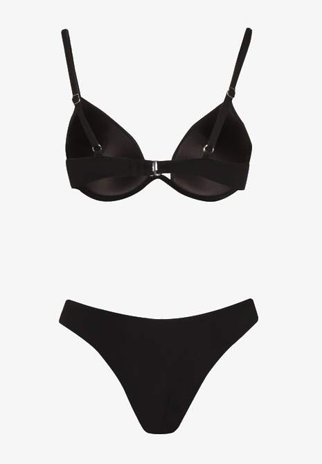 Czarne Bikini Usztywniany Biustonosz z Zapięciem z Tyłu i Majtkami Figami Ermarie