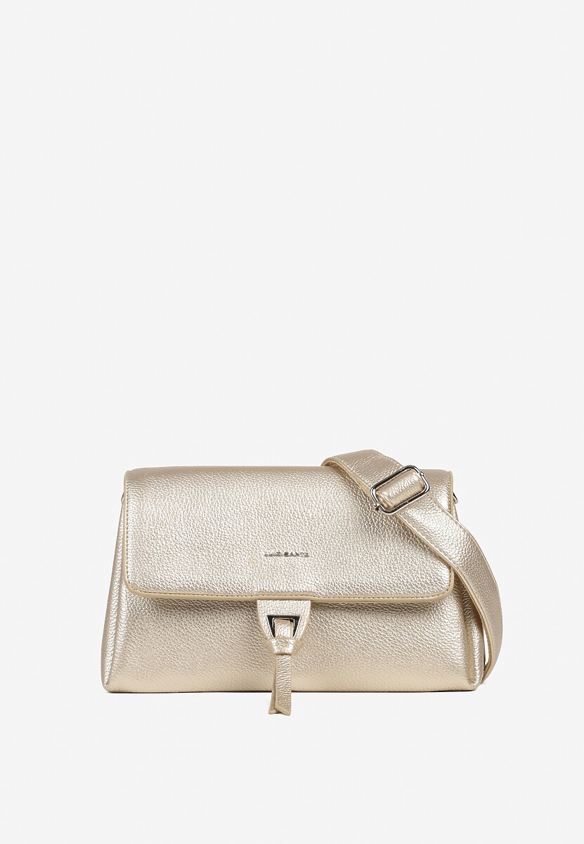Złota Trapezowa Torebka Typu Listonoszka z Klapą Gesselle