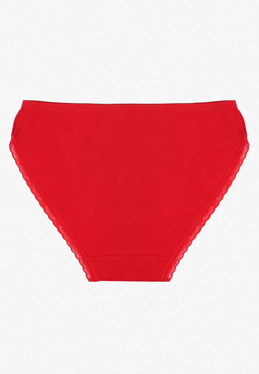 Czerwone Majtki Figi z Bawełny Ozdobione Kokardą i Koronką Zeterie