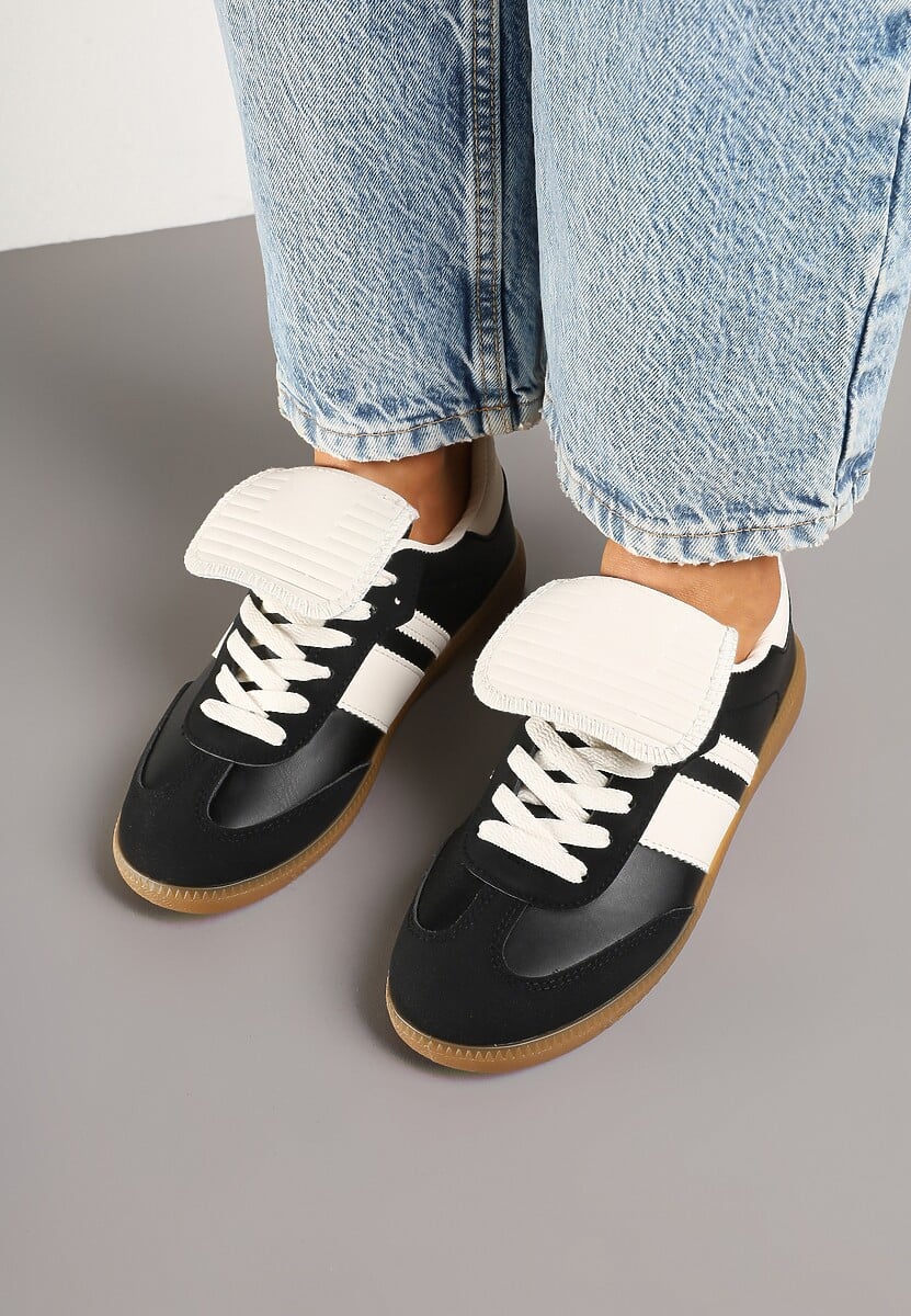 Czarne Sneakersy w Stylu Tenisówek z Wywinięciem Aveloren