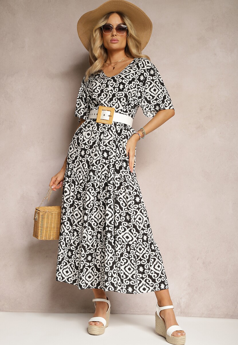 Czarna Casualowa Sukienka z Rozkloszowanym Fasonem Wilalila