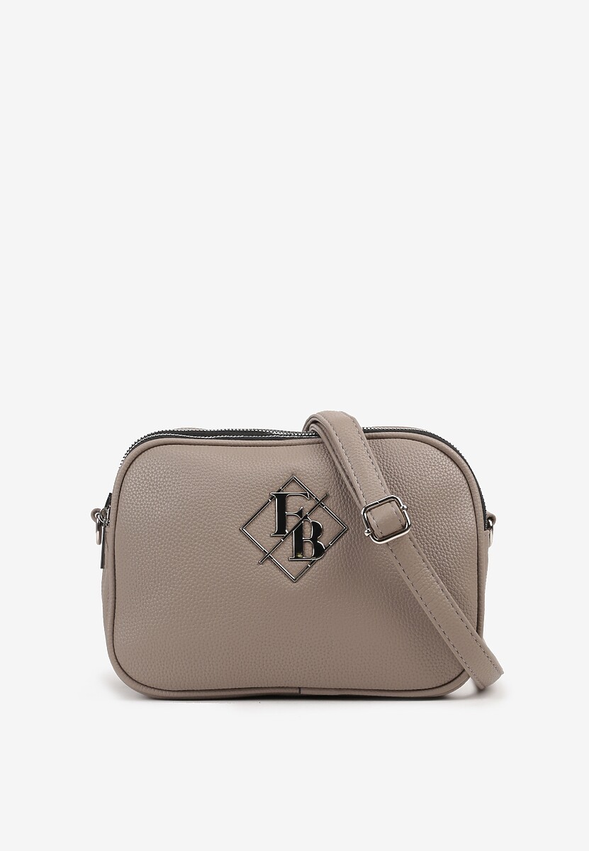 Szara Torebka Listonoszka z Metaliczną Aplikacją Lanirosia