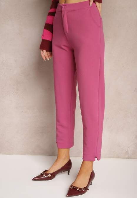 Fuksjowe Spodnie o Klasycznym Eleganckim Fasonie z Kieszeniami Mefira