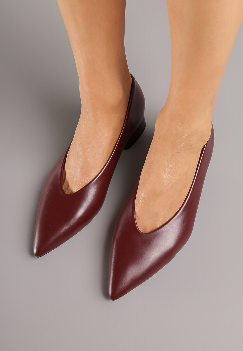 Bordowe Czółenka na Słupku Vices ze Skórzaną Wkładką Alinire