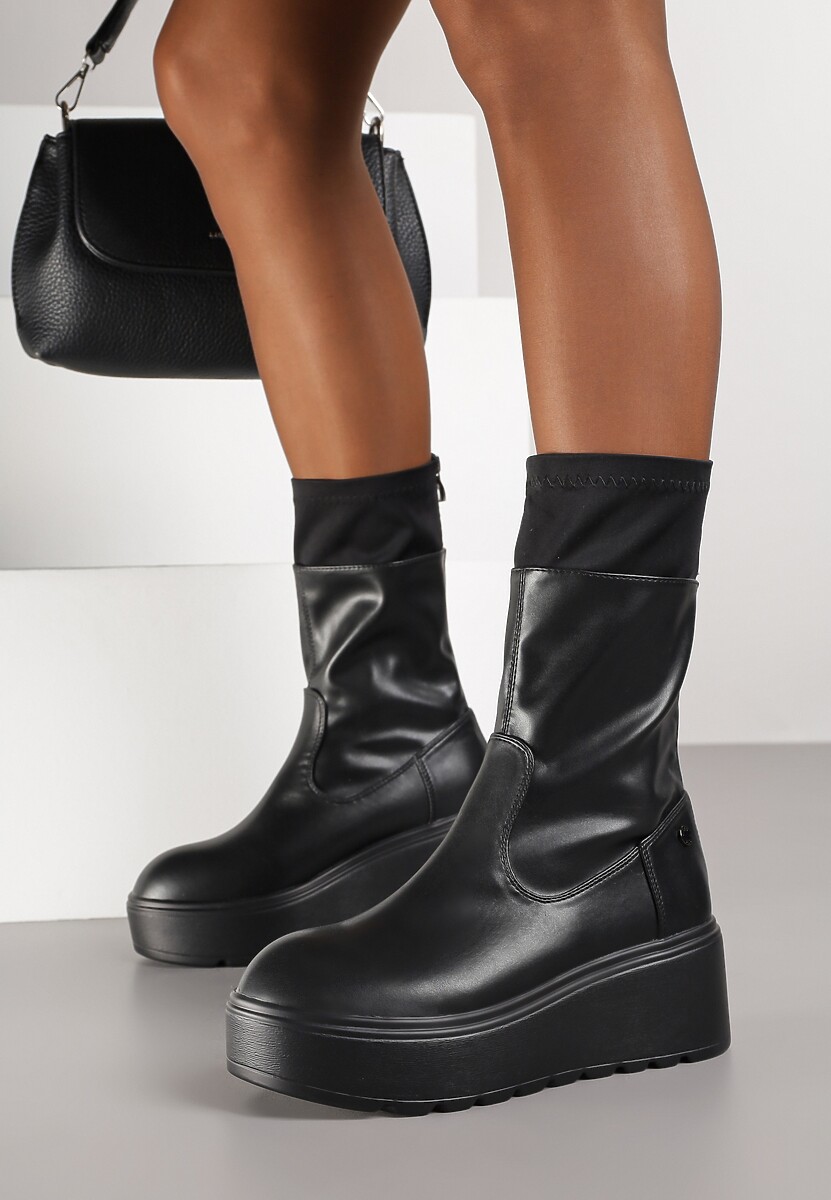 Czarne Botki Vices na Grubej Podeszwie w Stylu Grunge Anarriva