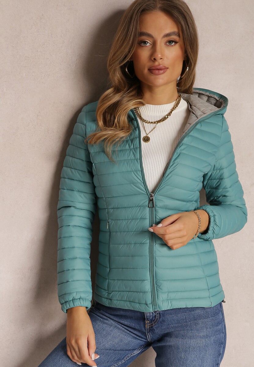 Miętowa Kurtka Pikowana Paranaina