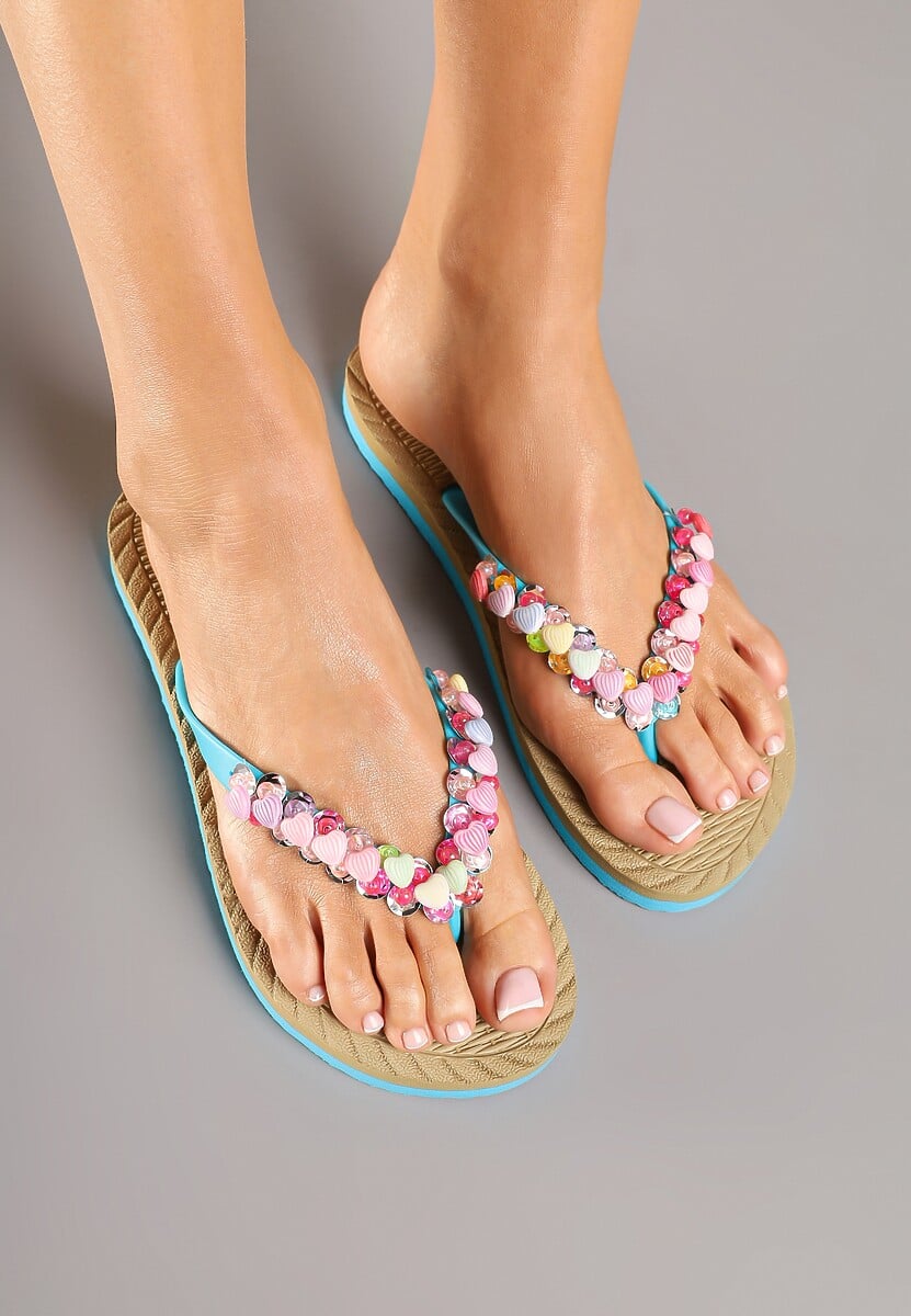 Jasnoniebieskie Japonki z Aplikacjami 3D Salliris