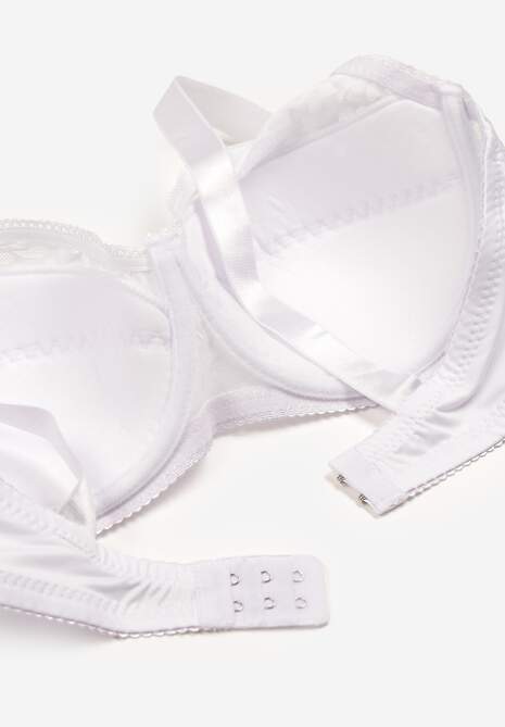 Biały Biustonosz Koronkowy z Usztywnieniem i Regulowanymi Ramiączkami Lurefia