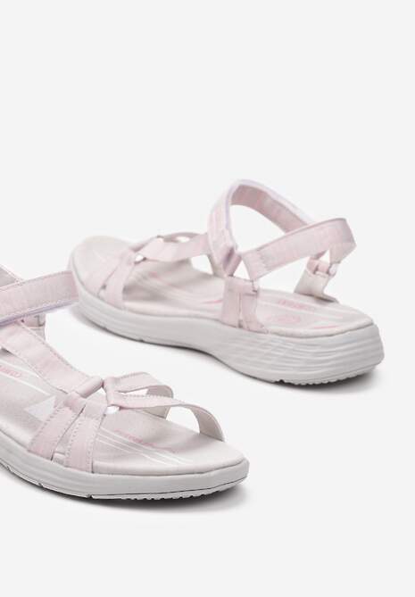 Jasnoszare Sandały Zapinane na Rzep z Wkładką ze Skóry Naturalnej Rosxa