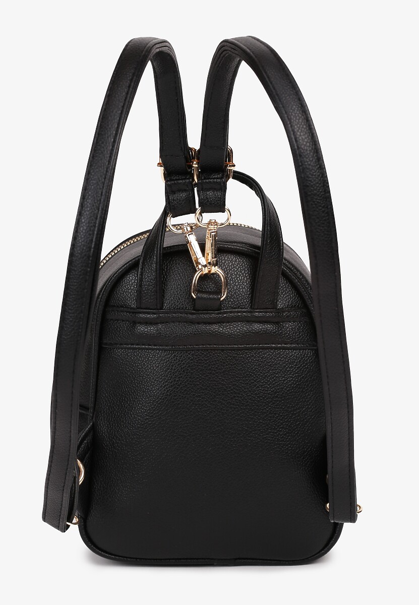 Czarny Plecak z Regulowanymi Odpinanymi Paskami i Ozdobną Kieszonką na Magnes Nelvera