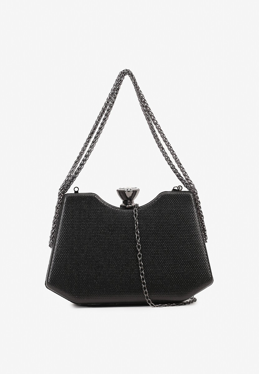 Złota Błyszcząca Torebka w Stylu Kopertówki z Odpinanym Łańcuszkiem Heriora