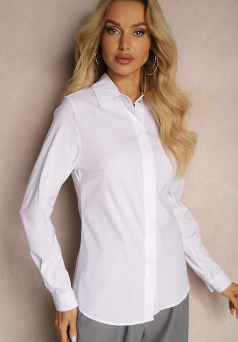 Biała Klasyczna Koszula Zapinana na Guziki Masta