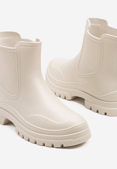 Beżowe Kalosze w Stylu Sztybletów Aslovia