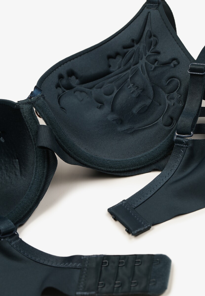 Ciemnozielony Biustonosz Ozdobiony Wycięciami z Efektem Push-Up Violetsun