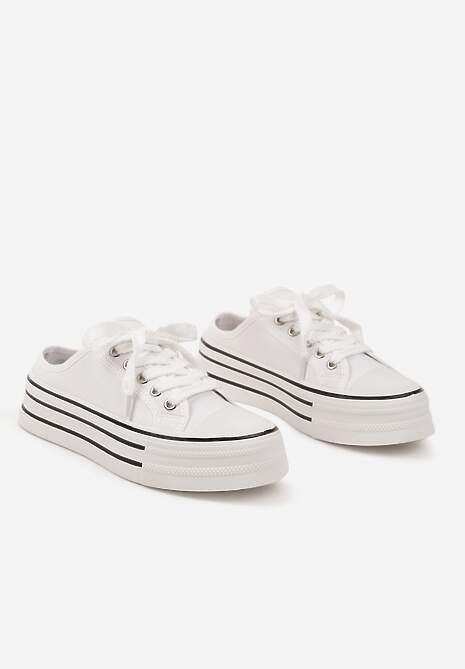 Białe Trampki z Niską Cholewką na Podwójnej Podeszwie Lenisna